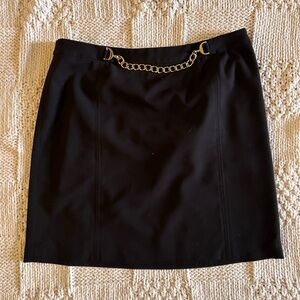 INC International Concepts Black Mini Skirt with Gold Chain Belt